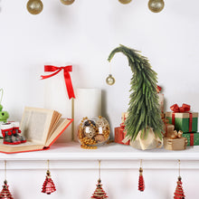 Load image into Gallery viewer, Decorative shelf with Curved Christmas tree, presents, and ornaments