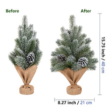 Load image into Gallery viewer, small christmas tree in burlap base 16 inches