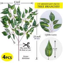 Load image into Gallery viewer, Artificial Ficus Tree Branches 23 Inch Tall Stem Bulk