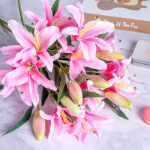 Load image into Gallery viewer, Lily Artificial Flowers Pink Lifelike Bouquet