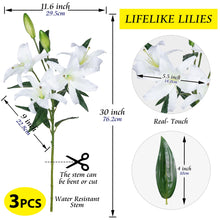 Load image into Gallery viewer, Lily Artificial Flowers White 30 Inch Tall Stem