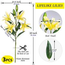 Load image into Gallery viewer, Lily Artificial Flowers Yellow 30 Inch Tall Stem Bulk