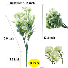 Load image into Gallery viewer, white artificial wildflowers 13 inch tall stem 10 PCS set