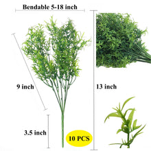 Load image into Gallery viewer, artificial greenery fern shrubs bush 13 inch long dark green 10 PCS bundle