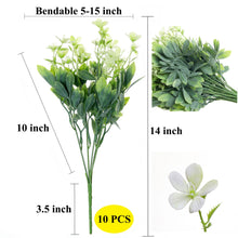 Load image into Gallery viewer, ivory-green faux flowers 14 inch long flexible stems 10 PCS bulk