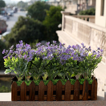 Load image into Gallery viewer, purple artificial flowers green leaves balcony décor