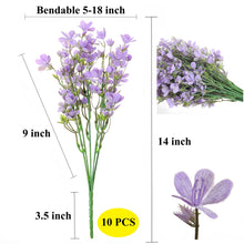Load image into Gallery viewer, Forget Me Not Artificial Purple Flowers 14" Stem 10 PCS