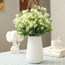 Load image into Gallery viewer, plastic flowers white green leaves bouquet table centerpiece décor