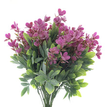 Load image into Gallery viewer, violet-pink artificial flowers green leaves