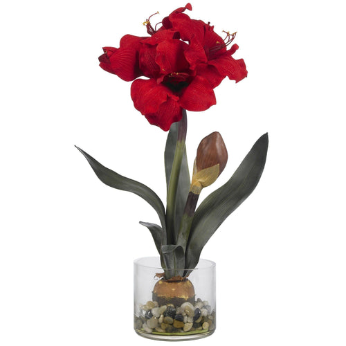 artificial amaryllis round vase