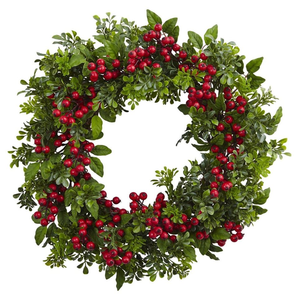 artificial wreath berry boxwood