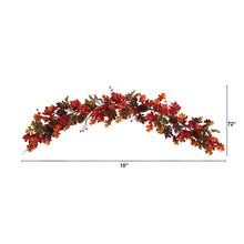 Load image into Gallery viewer, Autumn maple leaves berry and pinecones fall artificial garland 6 foot long
