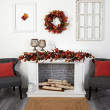Load image into Gallery viewer, Autumn maple leaves berry and pinecones fall artificial garland rustic home decor
