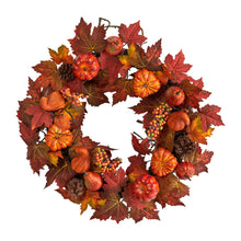 Load image into Gallery viewer, maple pumpkin fall wreath
