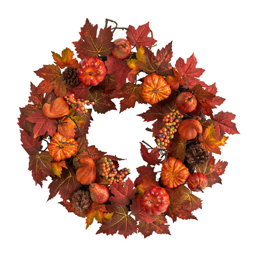 maple pumpkin fall wreath