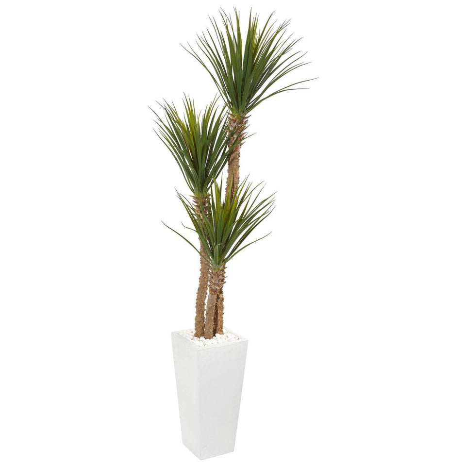 yucca artificial tree white tower planter