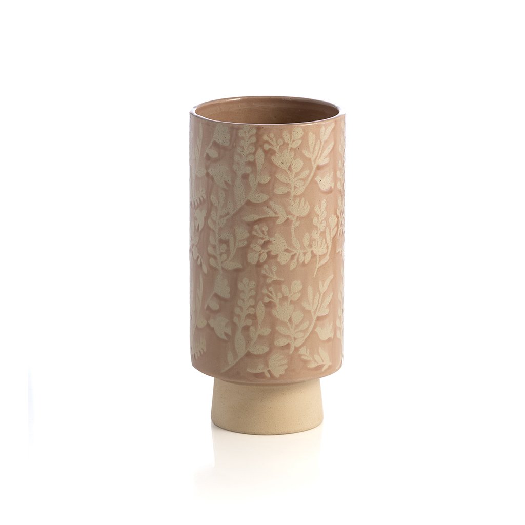 stoneware classic vase blush floral