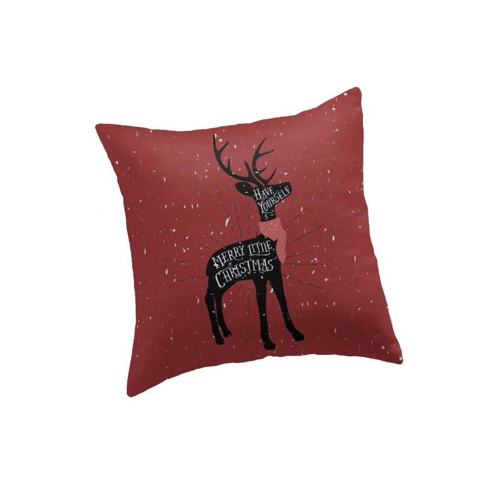 Christmas deer pillow cover red black