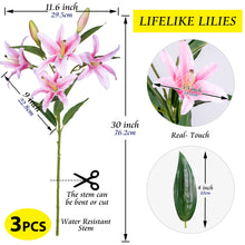 Load image into Gallery viewer, Lily Artificial Flowers Pink 30 Inch Tall Stem
