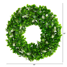 Load image into Gallery viewer, Jasmine artificial wreath 13 inches small green leaves
