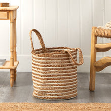 Load image into Gallery viewer, Handwoven Basket with Handles boho chic home decor
