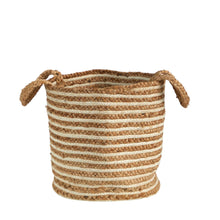 Load image into Gallery viewer, Handwoven Basket with Handles stripes 
