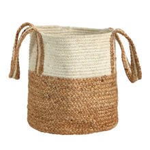 Load image into Gallery viewer, Handwoven Basket with Handles ivory brown
