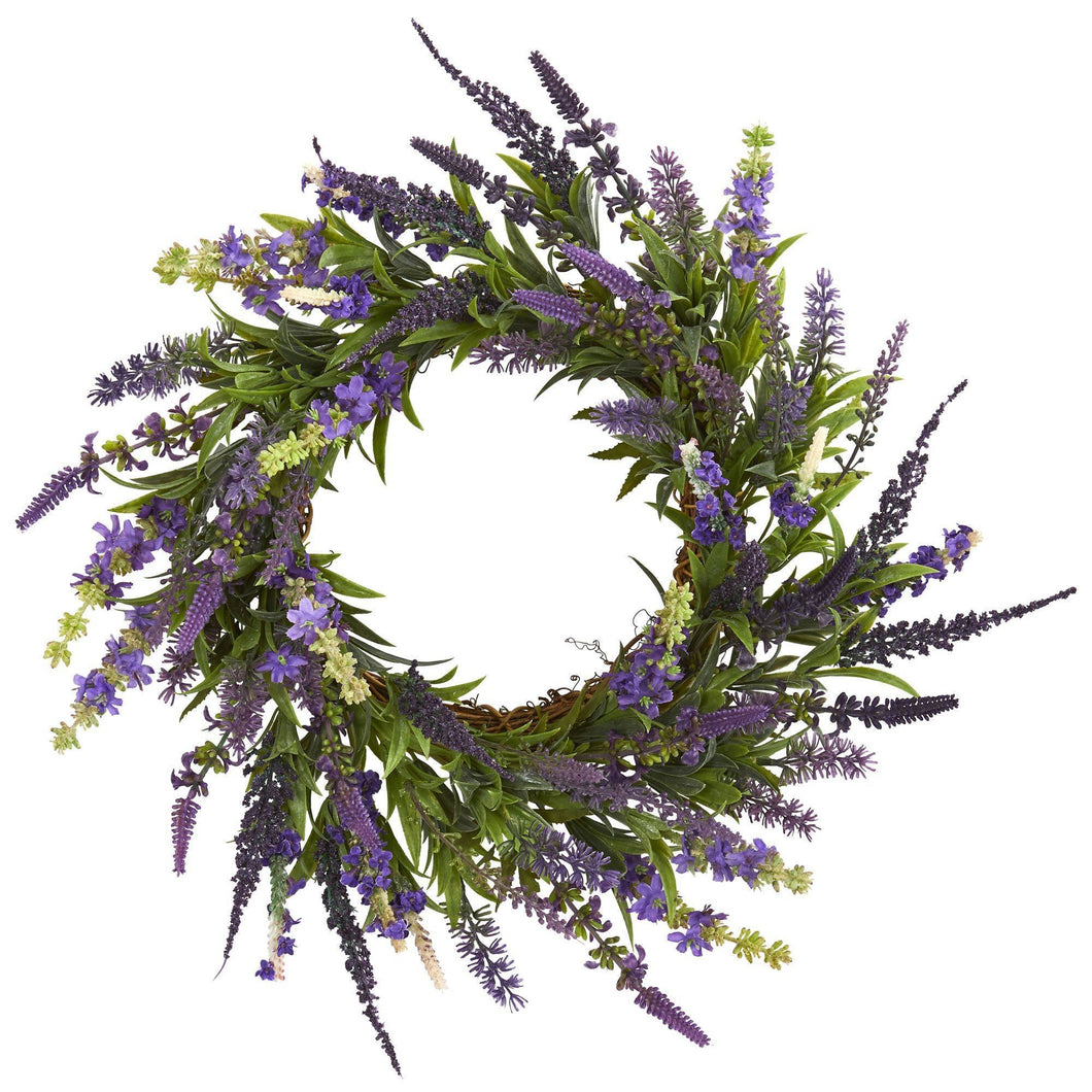 realistic Lavender artificial wreath