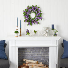 Load image into Gallery viewer, Wisteria artificial wreath purple mantel home decor
