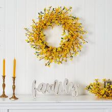 Load image into Gallery viewer, Forsythia artificial wreath yellow flowers wall decoration
