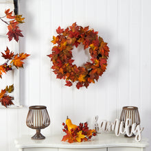 Load image into Gallery viewer, Maple Leaf artificial wreath Autumn Orange Home Decor
