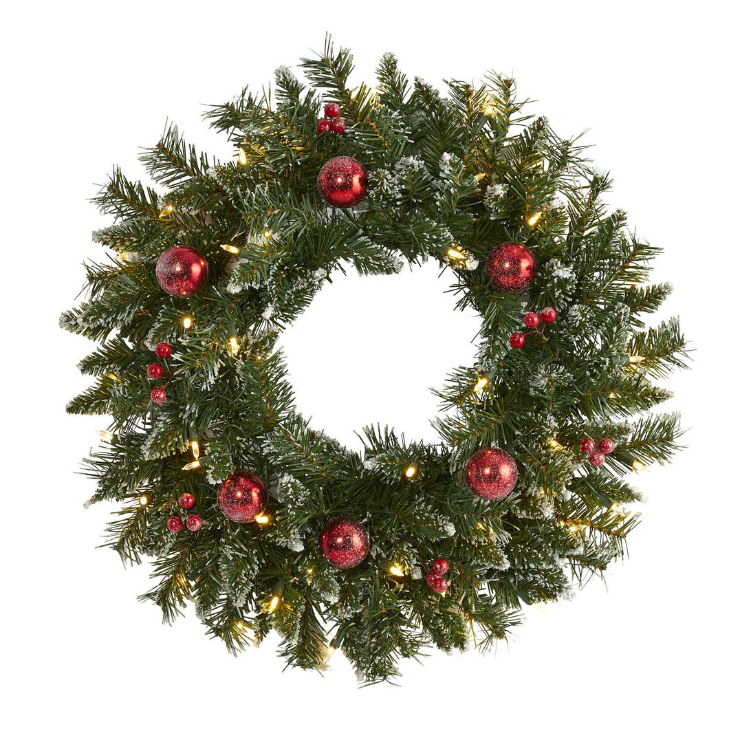 artificial frosted green Christmas wreath