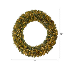 Load image into Gallery viewer, giant artificial flocked Christmas wreath 6 feet wide 
