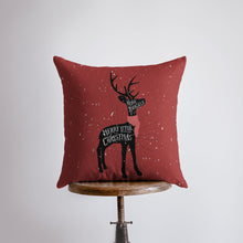 Load image into Gallery viewer, Christmas deer pillow cover red black have yourself a Merry little Christmas
