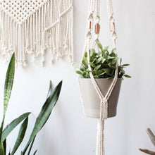 Load image into Gallery viewer, macrame plant hanger gray pot greenery
