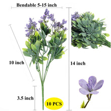 Load image into Gallery viewer, lilac-purple artificial flowers 14 inch tall stems 10 PCS bundle 
