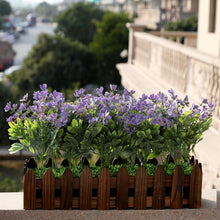 Load image into Gallery viewer, purple artificial flowers green leaves balcony décor 
