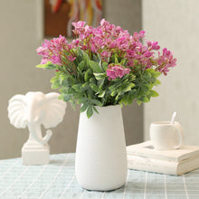 Load image into Gallery viewer, magenta artificial flowers green leaves table centerpiece décor 
