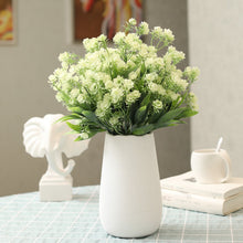 Load image into Gallery viewer, plastic flowers white green leaves bouquet table centerpiece décor
