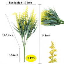Load image into Gallery viewer, yellow lavender artificial flowers 14&quot; stems 10 PCS bundle 

